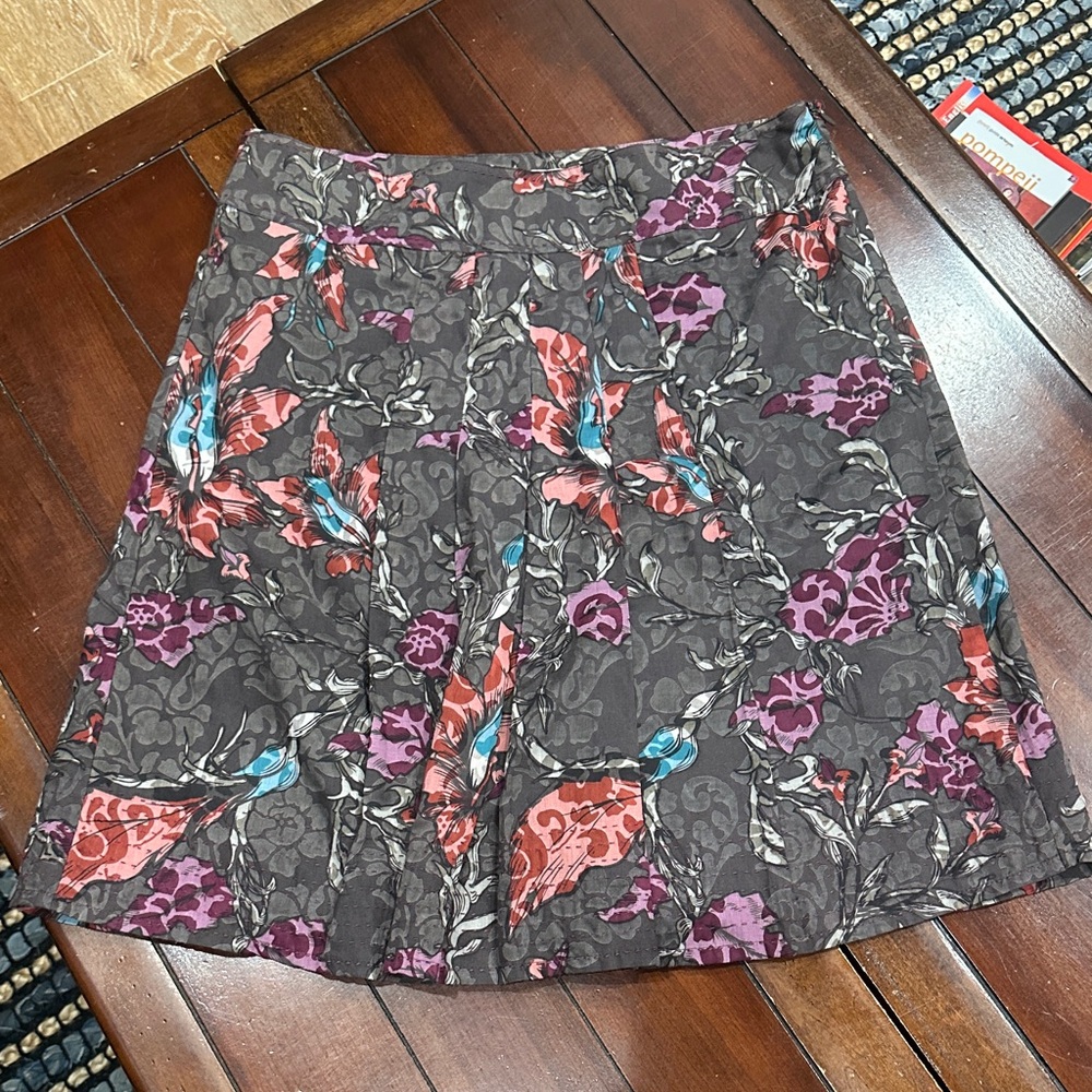 Esprit A-Line Skirt - Gray with Red and Purple Floral